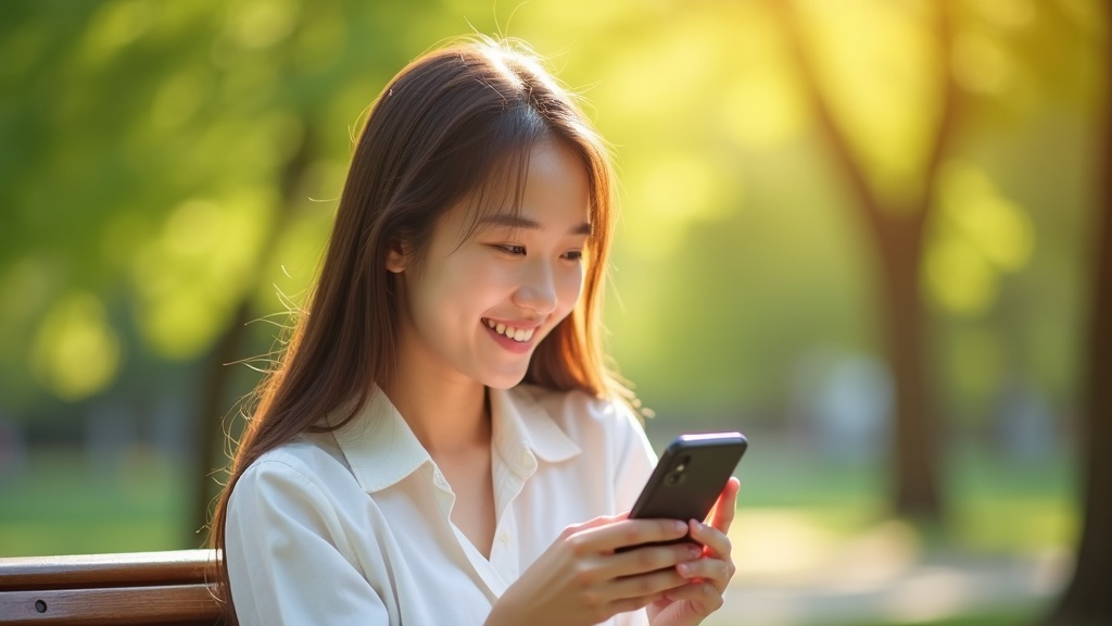 チャットで写真を受け取る女の子